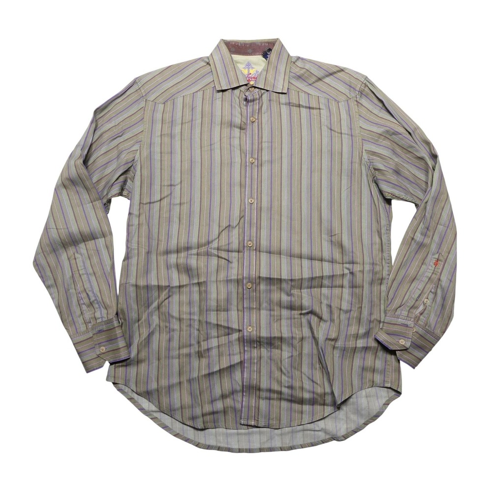 Robert Graham Shirt Mens Medium Multicolor Stripe Long Sleeve Button Up Casual